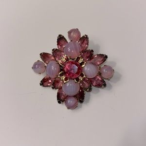 Juliana Style Pink Rhinestone Brooch Vintage Pin